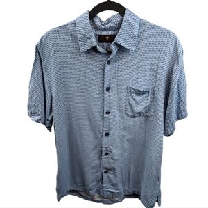 Toscano Silk Blend Short Sleeve Button-Up Shirt Sz M